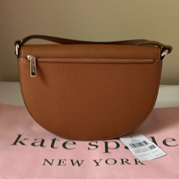 ❌SOLD ❌♠️ Kate Spade Luna Crescent Flap Crossbody Bag Leather Warm Gingerbread - Picture 6 of 13